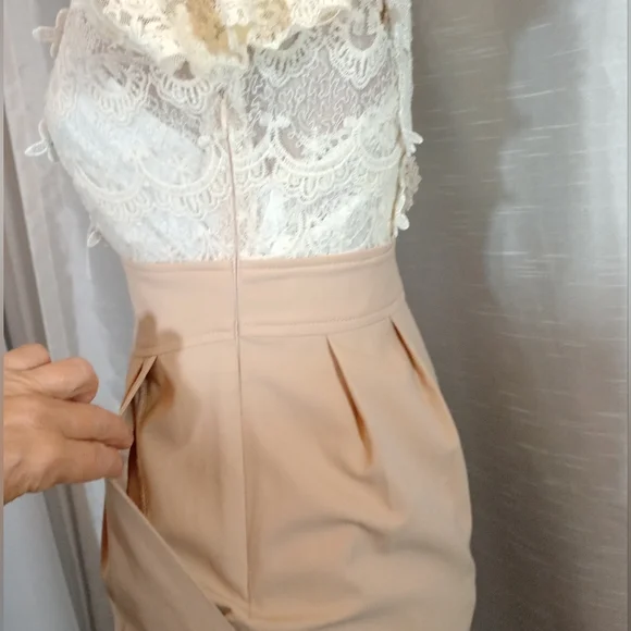 Royal Party Dress, TAG, Mini Ivory Lace Empire Waist, beige Skirt+Camisole, 6 - Picture 9 of 14
